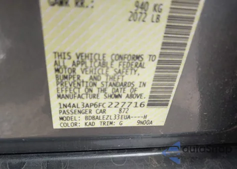 2015 Nissan Altima 2.5 S из США, поврежденный, VIN 1N4AL3AP6FC227716